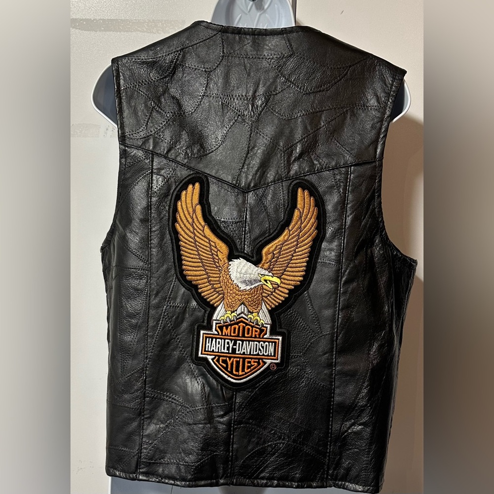 Leather Works Black Patchwork Motorcycle Biker Vest